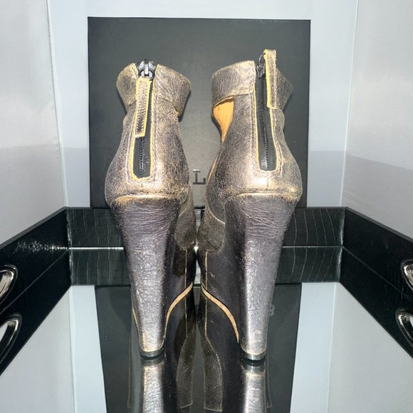 L.A.M.B. BENJAMIN DISTRESSED WEDGE OPEN-TOE BOOTIES (VINTAGE) - Picture 3 of 9